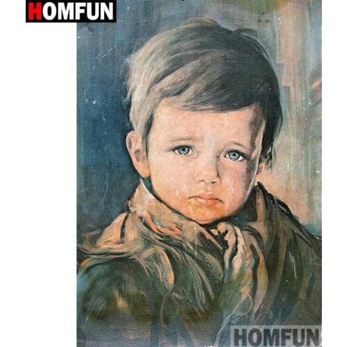 HOMFUN 5D Diamond Painting Tears boy Full Square/Round Diamond Embroidery Sale Cross Stitch Home Decor A11393