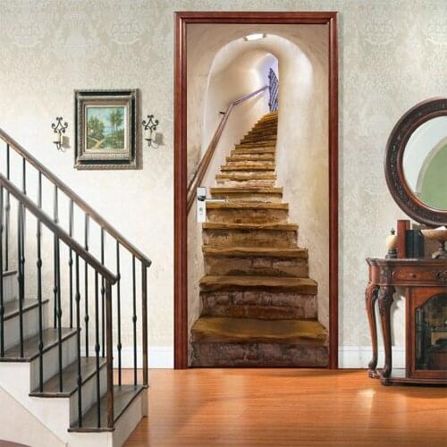 Creative eco-friendly 3D stairway door sticker refurbished self-adhesive bedroom wall stickers