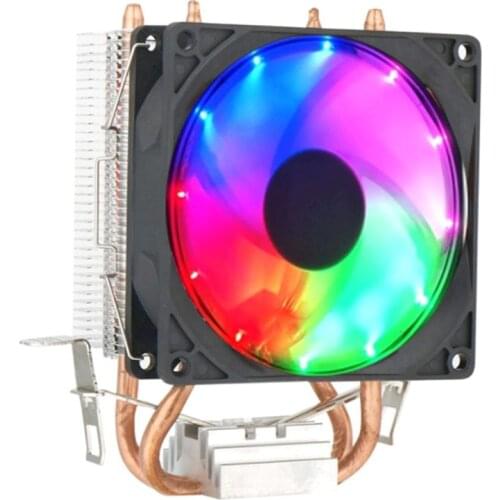 CPU Cooler Fan Dual Heatpipe Heat Sink with RGB Light for intel LAG 1155 1156 Dropshipping