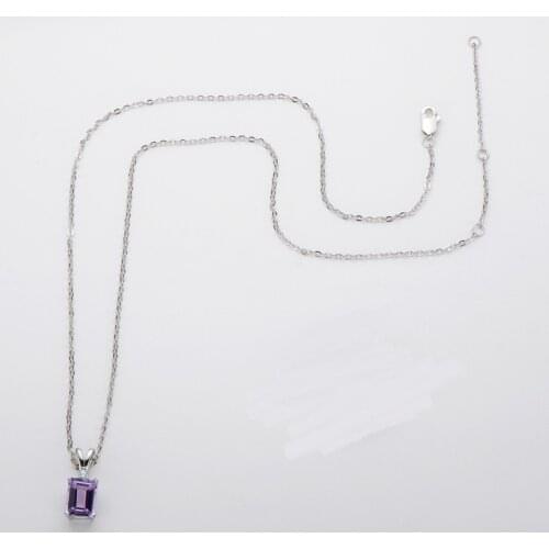 100% 925 Sterling Silver 6*8mm Sparkling Topaz Pendant Amethyst stone Pendants Necklaces For Women Bridal Jewelry Wholesale