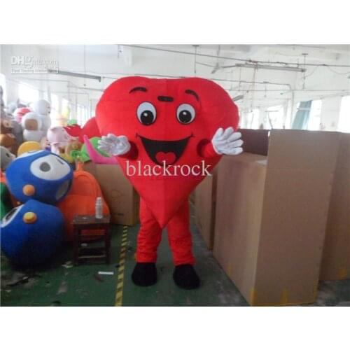 Hot selling 2017 Adult cute Fast custom red loving heart mascot costumes cartoon Halloween