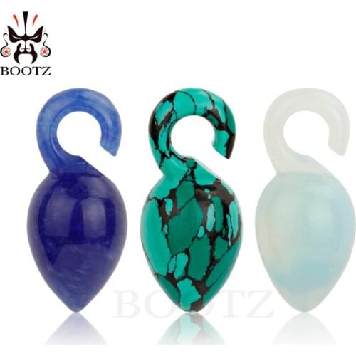 Hot selling stone ear plugs tunnels design body jewelry piercing ear gauges 2pcs pair selling 8mm expander