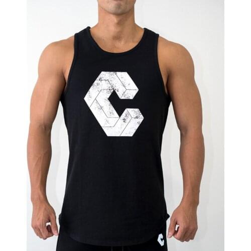 Men Bodybuilding Tank top Gyms Workout Fitness Cotton Sleeveless Shirt Crossfit Clothing Stringer Singlet Male Casual Print Vest