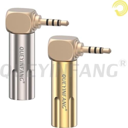 QUEYINFANG 2.5mm Copper Connector 4 Poles 2.5mm Male Plug 90 Degree Gold-plated 2.5mm 4-Pole Right Angle Plug