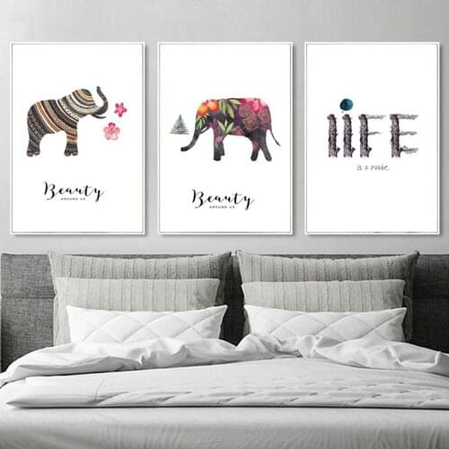 Minimalist Art Animals Posters Printed Life Wall Art on Canvas Paintings Elephant Pictures Prints Posters Living Room Home Decor