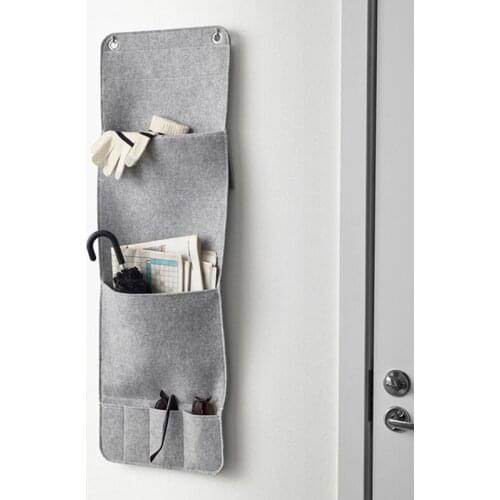 Wall Storage Bag Hanging Durable Home Pouch Bedroom Sofa Side Easy Carry Felt Fabric Felt Bed Storage Sundries Organizer