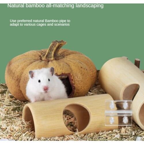 Natural Bamboo Hamster Tunnel Hamster Escape Tunnel Golden Bear Chipmunk Small Pet Molar Toy Hamster Cage Landscaping Supplies
