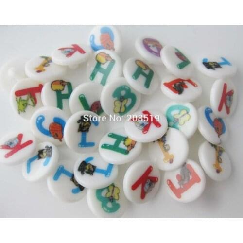 NBNLVS Novelty children buttons shank shape sewing plastic duck/alphabet printed 15mm shirt buttons mix 200pcs