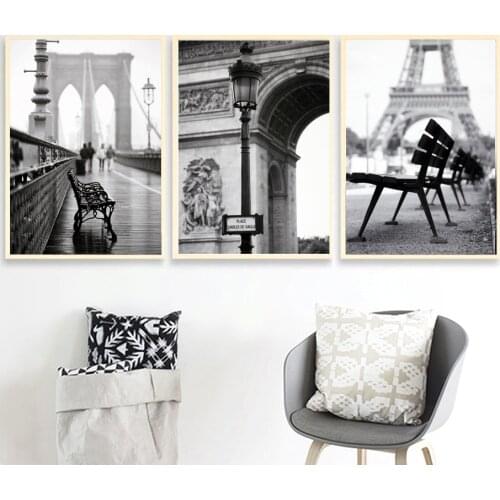 Paris Tower New York Brooklyn Wall Art Canvas Painting Nordic Posters And Prints Black White Wall Pictures For Living Room Decor