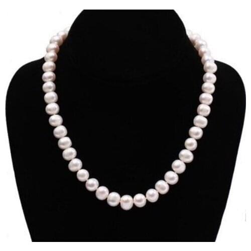 Sale Fashion 9-10mm Natural Cultured Round Freshwater Pearl Necklace 18 Inches