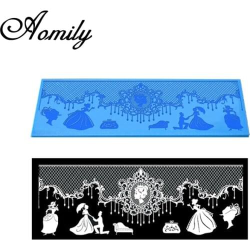 Aomily Lace Romantic Proposal Pattern Wedding Cake Silicone Beautiful Lace Fondant Mold Mousse Sugar Craft Icing Mat Pad Pastry