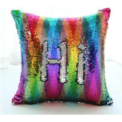 DIY Mermaid Sequins Cushion Cover Magical Colorful Throw Pillow CaseChanging Reversible Cushion Cover
