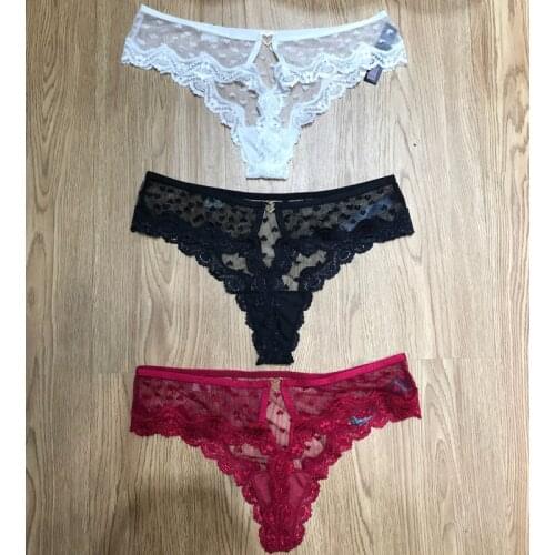 Sexy Love Lace Trim Ladies Thong Heart-shaped Love Charm Cotton Crotch Comfortable Soft Breathable Hollow Thong A19176