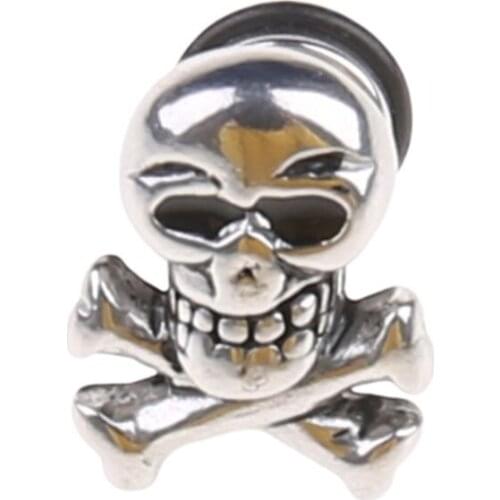 40GB Retro Skull Head Ear Piercing Studs Earrings Titanium Steel Ear Ring Ghost Studs