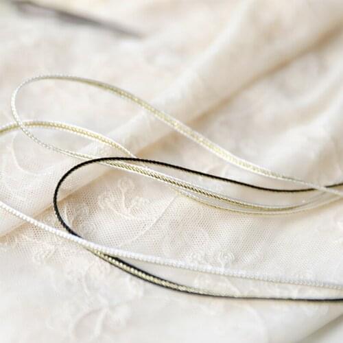 Width 3MM Delicate Cute White Black Gold Thread Ribbon For DIY Accessories Doll Clothes Decoration Webbing