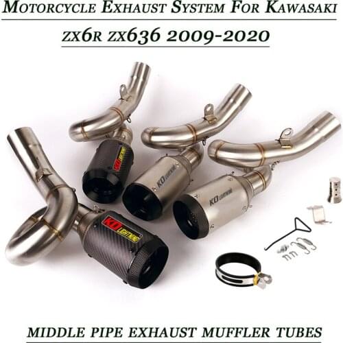 Silp on for Kawasaki ZX636 ZX-6R 2009-2020 Motorcycle Middle Link Pipe Connect Exhaust Muffler Tubes Set System Lossless Replace