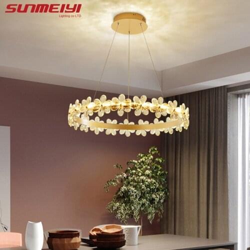 Nordic Crystal Chandeliers Lighting Brown Gold Led Lamp For Bedroom Dining Living room deco Ceiling Chandelier lustre suspension