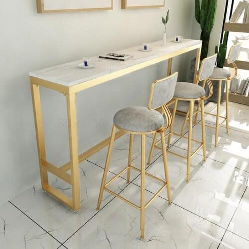 Marble Bar Table Balcony Household Simple Milk Tea Shop Wall Bar Solid Wood High Foot Table And Chair Combination
