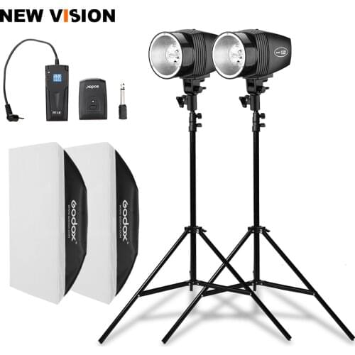 GODOX 2x 150W Photo Portrait Strobe Flash Studio Light Photography with Softbox,Light Stand,Trigger for Photo Studio Accessorie