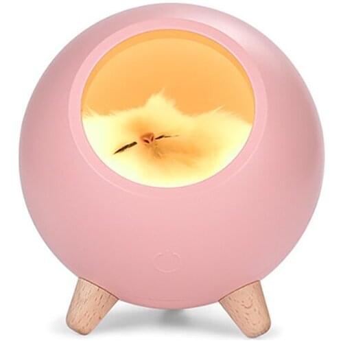 LED Night Light with Cute Cat Accessory, Touch Control, Dimmable Lighting Lamps Portable USB Charging Table Lamp for Kids Room