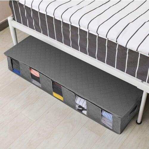 Under Bed Clothes Storage Bags Foldable Non-woven Fabric Dustproof Clothes Shoes Container Organizer With Visible Clear Window