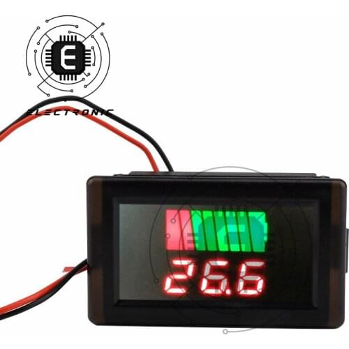 Waterproof Battery Capacity Indicator 12V 24V 36V 48V 60V 72V Car Lead Acid Battery Charge Level Tester Dual Display Voltmeter