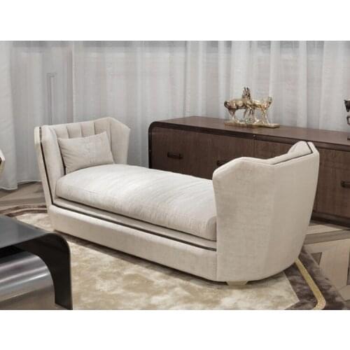 High Quality Modern Fabric Upholstered Scroll Arm Tufting Ottoman Stool Bench Bed End Bench Stool