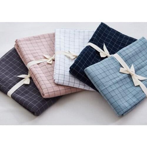 Japanese wash cotton pillow cover cotton lattice pillow cover pure color single item single pillow cover pair