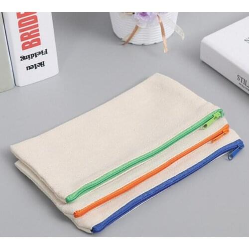 High Quality Lady Cosmetic Brush Bag New Canvas Zipper Pencil Case School Office Supplies LX4373
