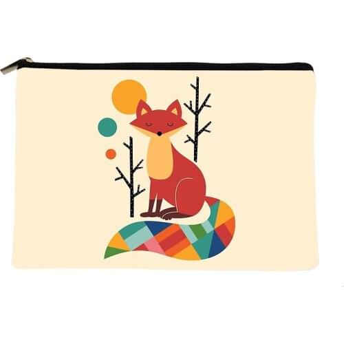 Women Rainbow Fox Printed Make up bag Fashion Women Cosmetics Organizer Bag for Travel Colorful Storage Bag for Lady Bag