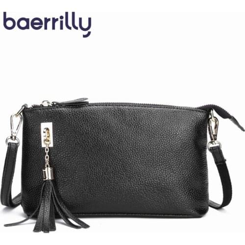 Cowhide Women Shoulder Bag Long Clutch Bags Tassels Woman Zipper Satchel Genuine Leather Crossbody Bag For Women Bolsa Feminina