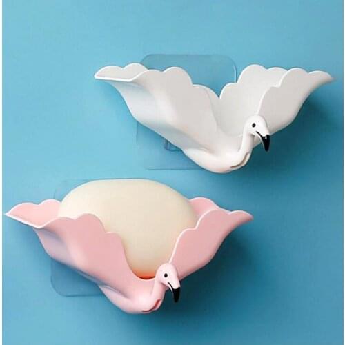 Soap Box Wall-mounted Multifunctional Plastic Bird Shape Soap Dishes for Bathroom Kitchen Integration Of Drain Rack Hook