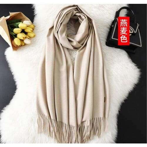 Winter Scarf Solid Thick Women Cashmere Scarves Neck head Warm Hijabs Pashmina Lady Shawls And Wraps Bandana Tassel