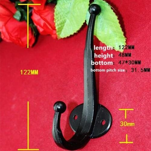 1Pc Black Door Hanger Hooks Bathroom Wall Hanger Hats Bag Keychain Alloy Hook Coat Wall Hooks with Screws,122*48mm