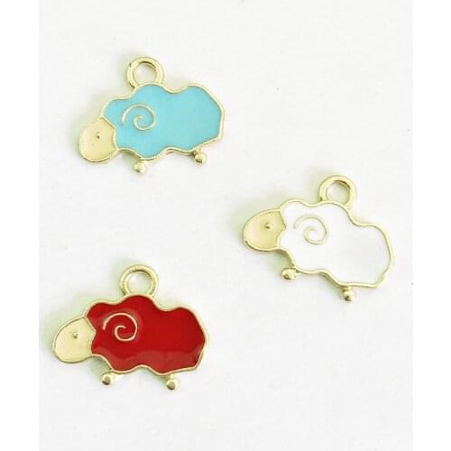 10pcs Korean enamel sheep lamb charms lot alloy bracelet animal pendant handmade earring jewelry making accessories DIY material