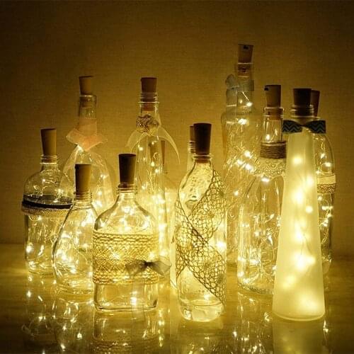 2M 20LED Copper Wire String Fairy Light Wine Bottle Stopper Light Battery Powered Led Lamp For Indoor Wedding Party Bar Decor