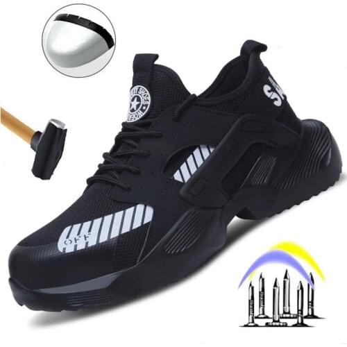 2020 new indestructible male steel head breathable safety boots anti-puncture sneakers work boots shoes