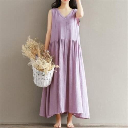 2020 Fashion Girls Sweety A-line Summer Dresses Casual Plus Size 4XL/5XL/6XL V-Neck Solid Color Sleeveless Women Dress Vestidos