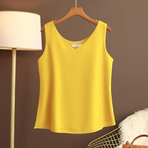 2021 New Summer Women Blouse Loose V-Neck Chiffon Shirt Female Sleeveless Blouse Plus Size L-6XL Shirts women tops and blouses