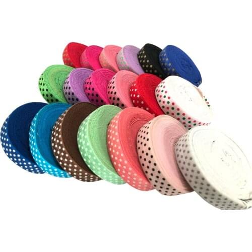 5 yard 5/8 "15mm polka dots print shiny fold over elastics enemy spandex band lace hair bandana dress lace trim stitching