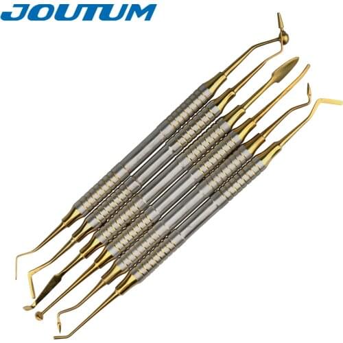6Pcs Dental instrument Composite Resin Filling Spatula Titanium Plated Head Filler Thick Handle Restoration Set Dental tool set