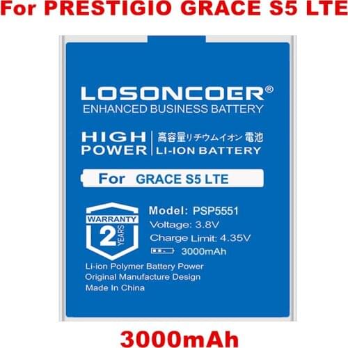 LOSONCOER 3000mAh PSP5551 Battery For Prestigio Grace S5 LTE PSP5551DUO PSP5551 PSP 5551 DUO Mobile Phone Batteries
