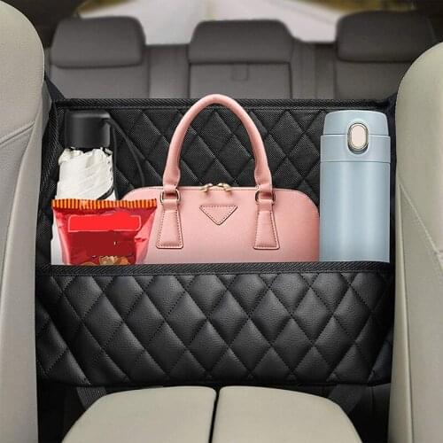 Car Storage Net Vehicle-mounted Multifunctional Bag Storage Bag Drivers Storage Bag Car Supplies Rhombus Style Car Stuff