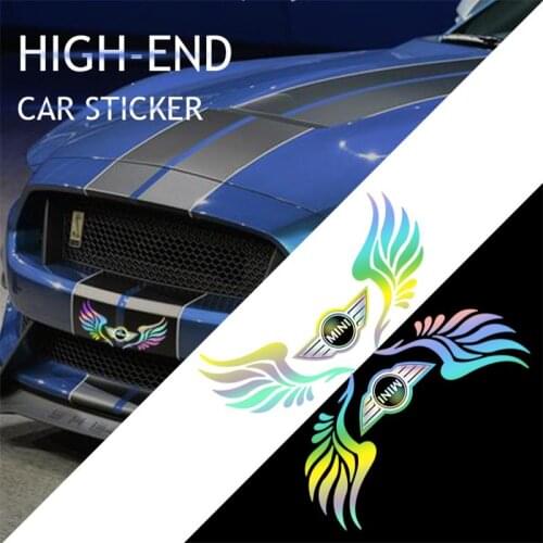 Angel Wings Seven Color Reflective Car Stickers Laser Body Sticker For Mini Cooper Fridge R60 R61 F54 F55 F56 F57 F60 R50 R52