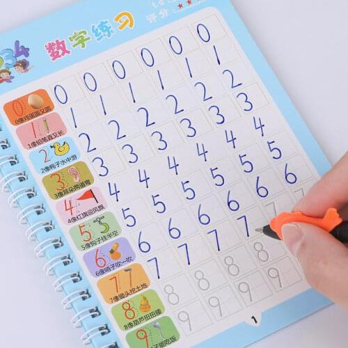 4 Books Learning Numbers In English Painting Practice Art Book Baby Copybook For Calligraphy Writing Kids English Lettering Toy