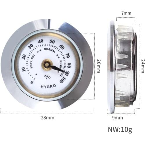 28mm Round Cigar Hygrometer High Precision Moisture Meter Tobacco Humidor Humidity Gauge