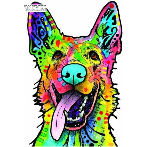 Volkrays Personality Car Sticker Enjoy It Dean Russo German Shepherd Accessories Reflective Sunscreen Vinyl Decal,18cm*14cm
