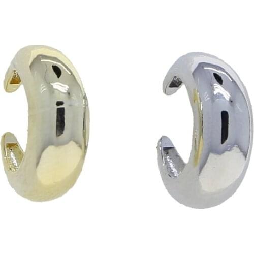 Women No Piercing Ear Cuff Clip On Earring High Polish Metal Dome Gold Color Cuffs