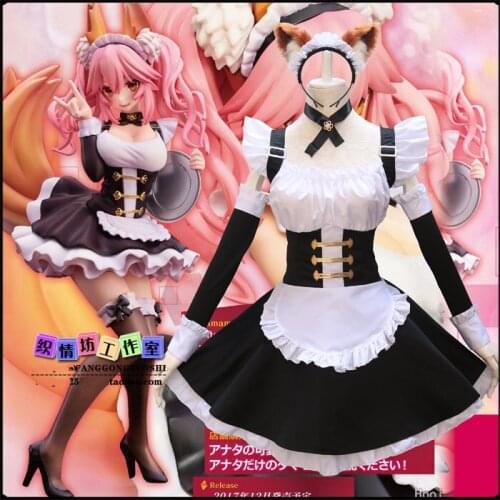 Japanese Fate/EXTELLA Tamamo no Mae Cosplay Costume Carnaval Costume Maid Costume Full Set Party Cosplay Costumes