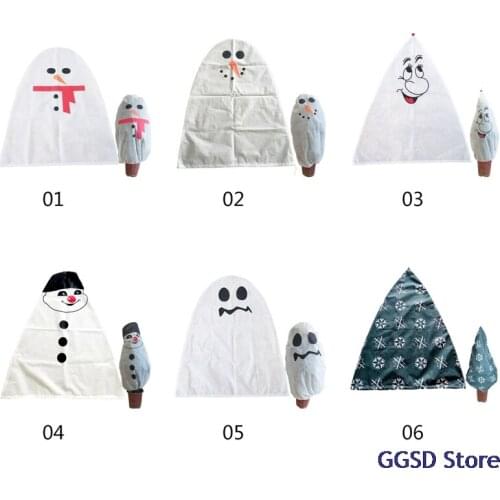 Cute Cartoon Outdoor Plant Covers Christmas Tree Shrub Plants Protective Bag Anti Insect Frost Plant Cover Home Garden Supplies